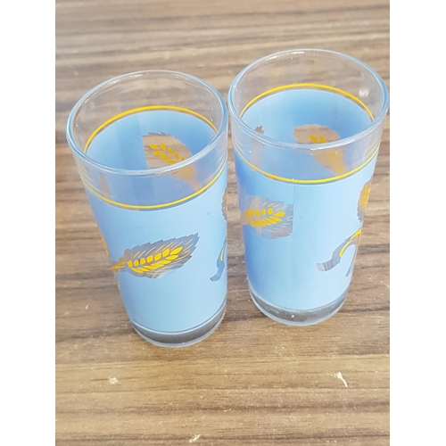 643 - 3 x Sets of 6 x Glasses each Set of Retro Colourful Water Glasses