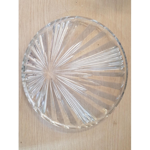 94 - Large Heavy Glass Cake Plate (Ø33cm) Together with Art Glass Gondola Bowl (33 x 15.5 x 8.5cm)