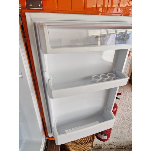 1 - SMEG Retro Style Orange Colour Fridge with Freezer Compartment, (Model: FAB10RO), Total Volume 120Lt... 