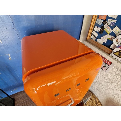 1 - SMEG Retro Style Orange Colour Fridge with Freezer Compartment, (Model: FAB10RO), Total Volume 120Lt... 