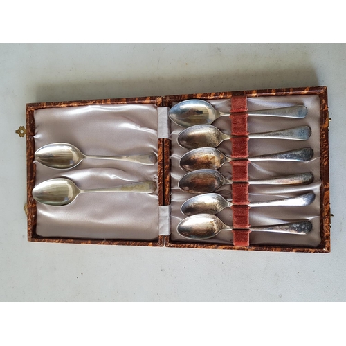 7 - Vintage Style; EPNS Tea Spoons, Silver Plated with Original Box and Serving Spatula with Silver (.80... 