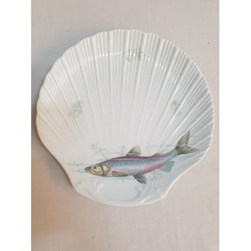 36 - Royal Imperial Fine Bone China Oval Shaped Platter Decorated with Fish, Together with 2 x Oyster She... 