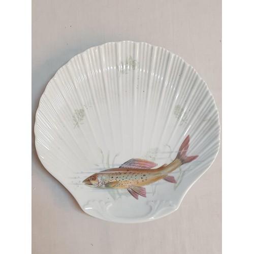 36 - Royal Imperial Fine Bone China Oval Shaped Platter Decorated with Fish, Together with 2 x Oyster She... 