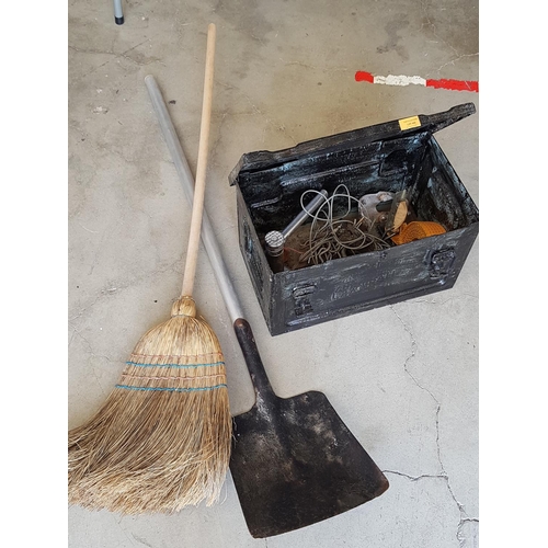 97 - Large Metal Black Tool Box, Quantity of Tools and Others