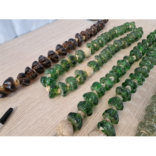 101 - Collection of Assorted Curtain Tie-Backs(?), Strings of Large Coloured Glass Beads