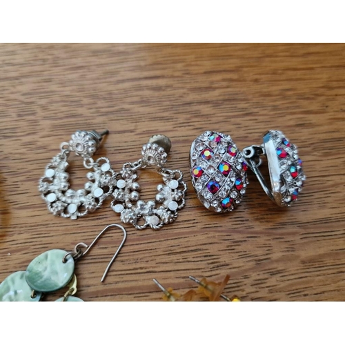 129 - Collection of Assorted Costume Jewelery; Earrings, Brooch, Bangle Bracelet, etc