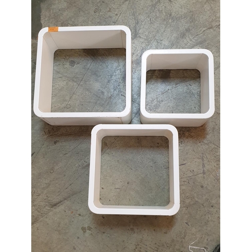 130 - Set of 3 x Hanging Cube Shelfs (35cm x 35cm, 30cm x 30cm, 25.5cm x 25.5cm), (A/F)