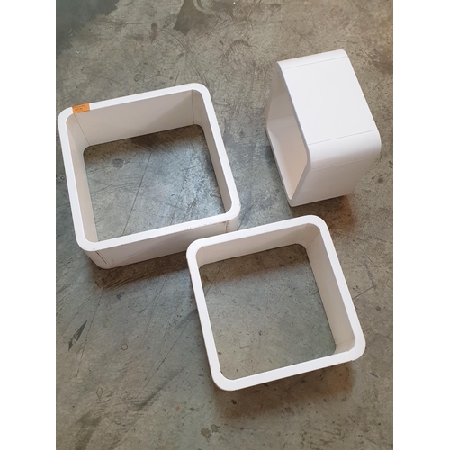 130 - Set of 3 x Hanging Cube Shelfs (35cm x 35cm, 30cm x 30cm, 25.5cm x 25.5cm), (A/F)