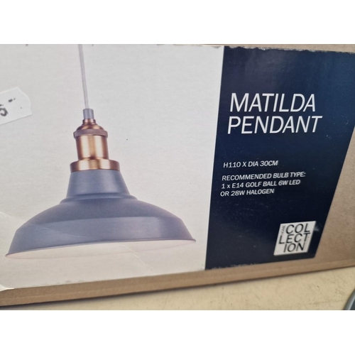 144 - 'Matilda Pendant' Modern Grey Colour Metal Ceiling Light with Box, Looks Unused.