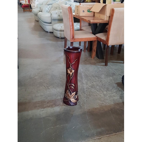 146 - Large / Tall Ceramic Vase with Floral Pattern (H:66cm)