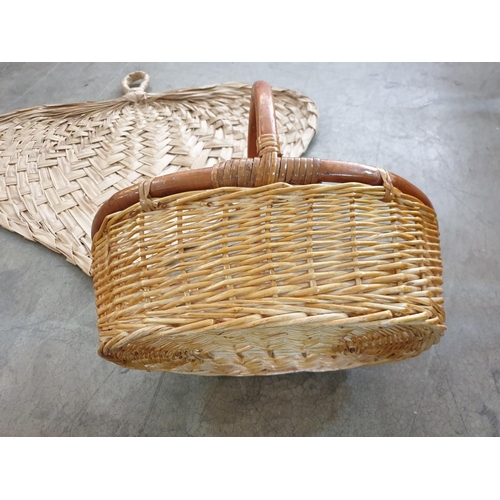 150 - Wicker Collection of 2 x Baskets, Hat and 1 x Raffia Fan