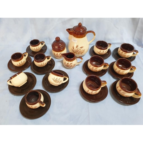 173 - Rustic Style Ceramic Tea / Coffee Set inc' 6+6 Tea Cups with Saucers, Coffee Pot, Milk Jug, Sugar Bo... 