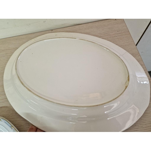 195 - Large Oval Shape Porcelain Serving Platter with Floral Decoration, (Approx. 47 x 35cm Overall), Toge... 