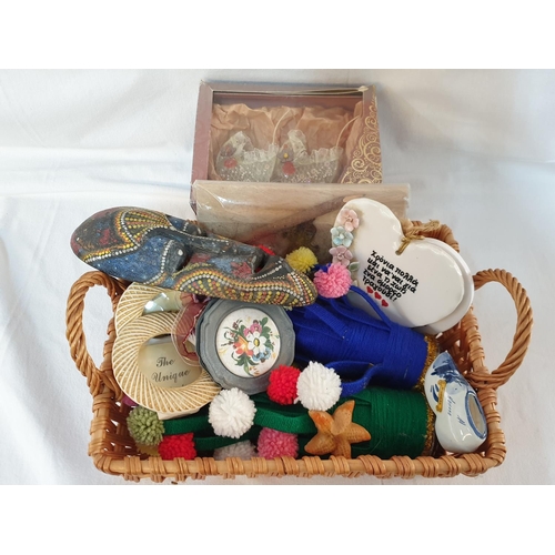 213 - Collection of Assorted Ornaments; Figurines, Hand Craft etc in Large Wicker Basket