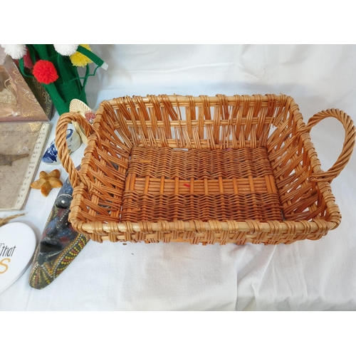 213 - Collection of Assorted Ornaments; Figurines, Hand Craft etc in Large Wicker Basket