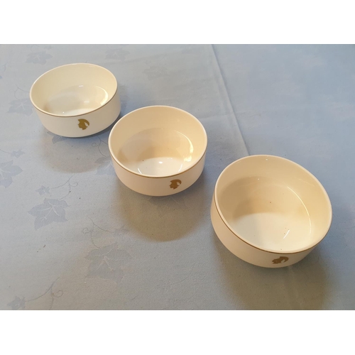 214 - 3 x Small Royal Doulton White Bowls with Gold Coloured Rim and Motif with Golden Head with Helmet