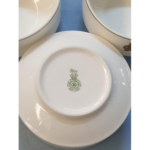 214 - 3 x Small Royal Doulton White Bowls with Gold Coloured Rim and Motif with Golden Head with Helmet