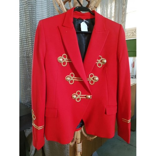 224 - Red Classic Jacket with Gold Colour Buttons and Gold Colour Decoration, Size S