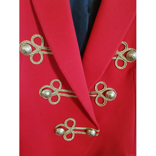 224 - Red Classic Jacket with Gold Colour Buttons and Gold Colour Decoration, Size S