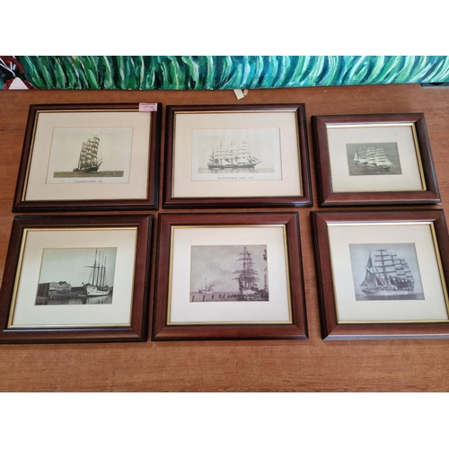 250 - Collection of 6 x Mounted & Framed Black & White Photos or Prints of Vintage / Early Boats or Ships,... 