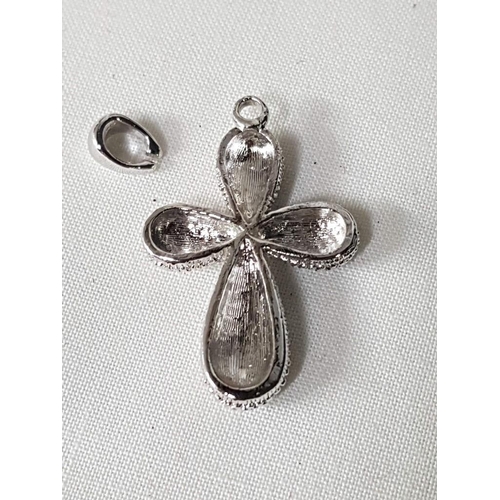 261 - Decorative White Metal Cross Pendant Pave Set with Clear Stones, (Approx. 3 x 2cm Overall), Together... 