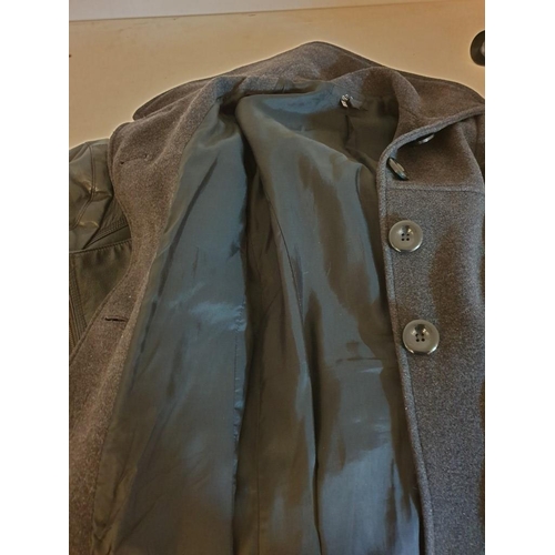 265 - Dark Grey Winter Ladies Jacket with Big Black Buttons, Pockets and Jacket Belt, Size M, Zara Basic.