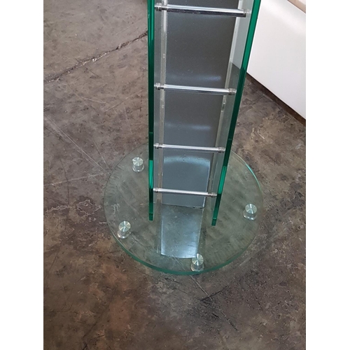 293 - Modern Glass / Chrome CD Rack on Round Base (A/F), (12 x 31 x 157cm) on