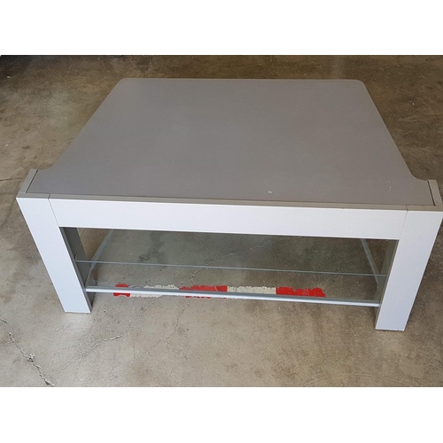 310 - Retro TV Unit in Silver Colour with Glass Shelfs (57 102 x 49cm)