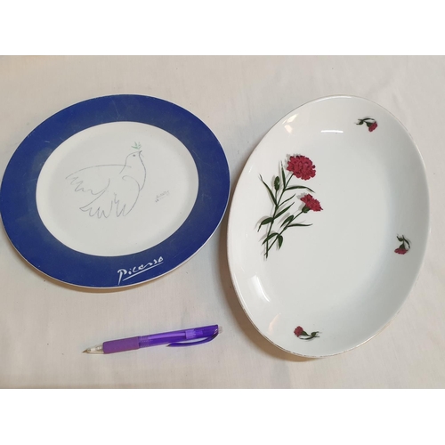 321 - 2 x Porcelain Plates inc; Picasso (Ø26cm) Decorative Round Plate and Oval 