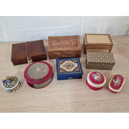 340 - Collection of 9 x Trinket / Jewellery Boxes in Various  Design and Material