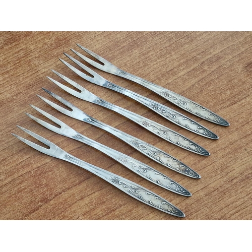 349 - Set of 6 x Silver Plated Dessert Forks with Decorative Handle (6)