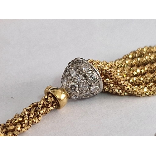 28 - Pair of 'Yuri' Diamond Encrusted 950 Platinum Earrings with 18ct Gold Tassels (Approx. H: 45mm), Tog... 