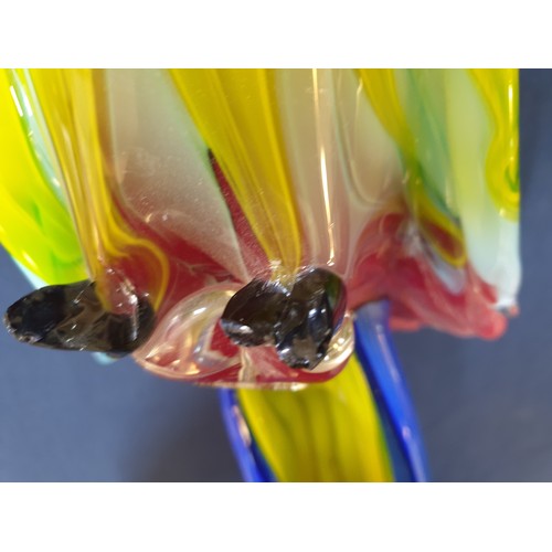 22 - 2 x Large Beautifully Coloured Heavy Murano Glass Parrots (Both Approx. H:60cm)