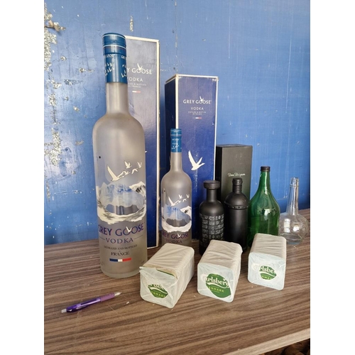 398 - Huge 'Grey Goose' Vodka Bottle (6Ltr), (Sadly Empty!), Together with 1.75Ltr Other, Various Empty Bo... 