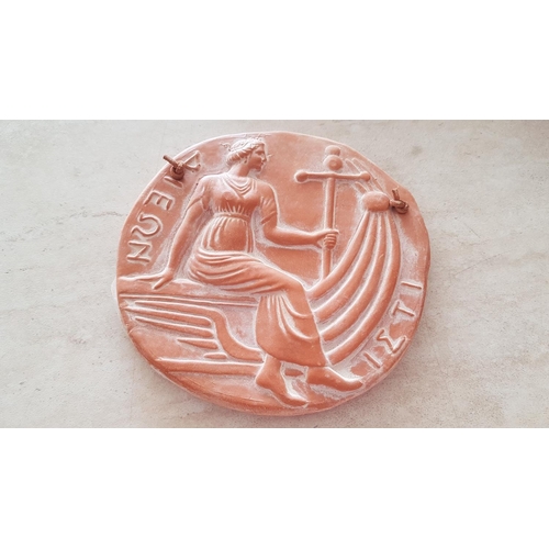 65 - 2 x Hand Made Terracotta Souvenirs Museum of Olympia, Ancient Greek Emblems; Griffin (12 x 13cm) and... 