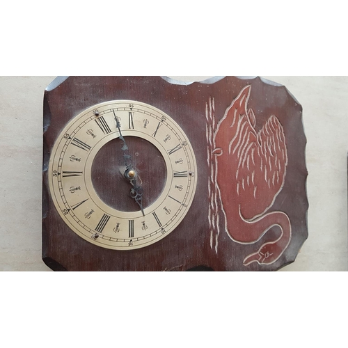525 - Animal Pattern Hand Craft Wall Clocks; 2 x Wooden/Metal 