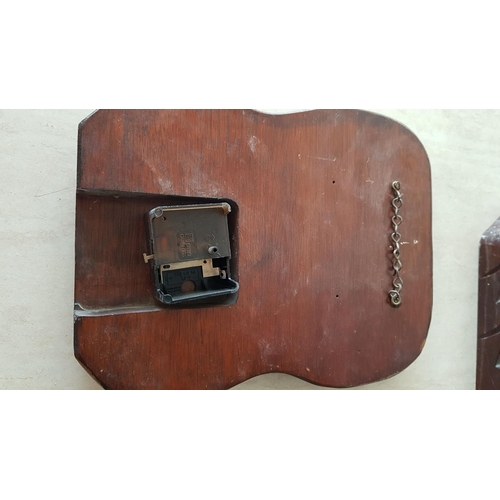 525 - Animal Pattern Hand Craft Wall Clocks; 2 x Wooden/Metal 