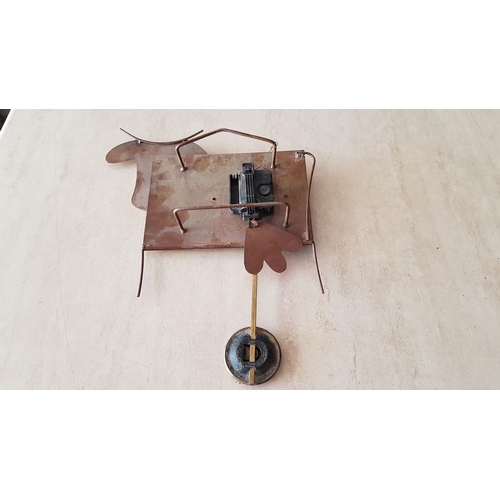 525 - Animal Pattern Hand Craft Wall Clocks; 2 x Wooden/Metal 