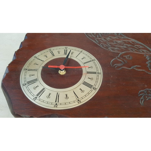 525 - Animal Pattern Hand Craft Wall Clocks; 2 x Wooden/Metal 