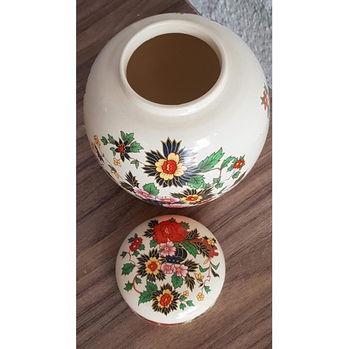 13 - Pair of Vintage Sadler Ginger Jars / Tea Caddy's (Circa Mid 50's) Floral Bouquet Pattern on Cream Ba... 