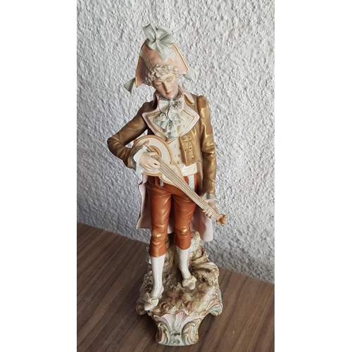 130 - Antique Royal Dux Bohemia Austria (Circa 1890) Art of Musician Figurines (H:35cm)