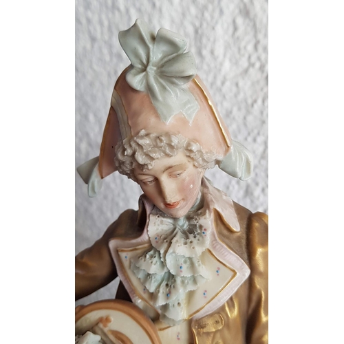 130 - Antique Royal Dux Bohemia Austria (Circa 1890) Art of Musician Figurines (H:35cm)