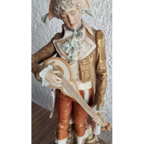 130 - Antique Royal Dux Bohemia Austria (Circa 1890) Art of Musician Figurines (H:35cm)