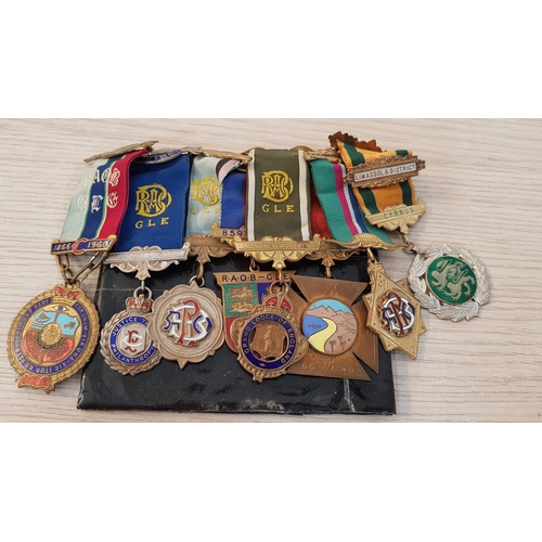 145 - Collection of Assorted Vintage Royal Ancient Order of Buffalos Medal and Masonic Ribbons, Incl. 3 x ... 