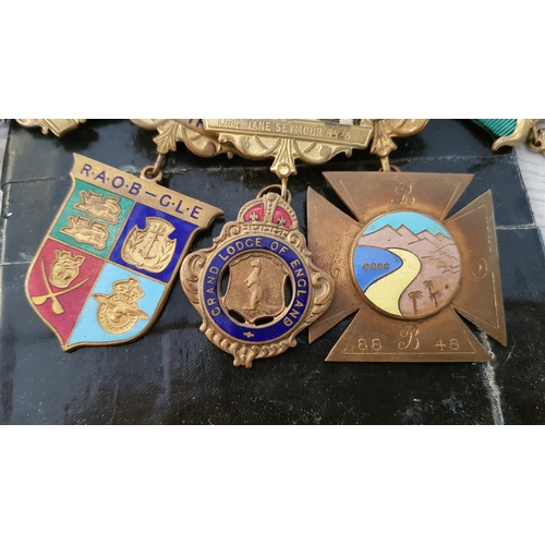 145 - Collection of Assorted Vintage Royal Ancient Order of Buffalos Medal and Masonic Ribbons, Incl. 3 x ... 