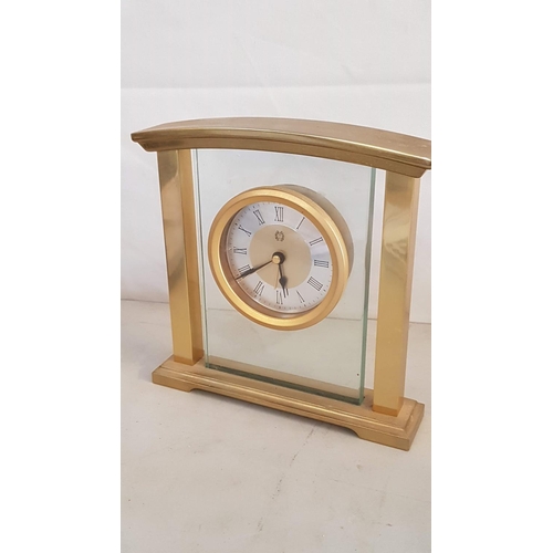 173 - Retro Clocks inc; Brass Effect / Glass and Black / White