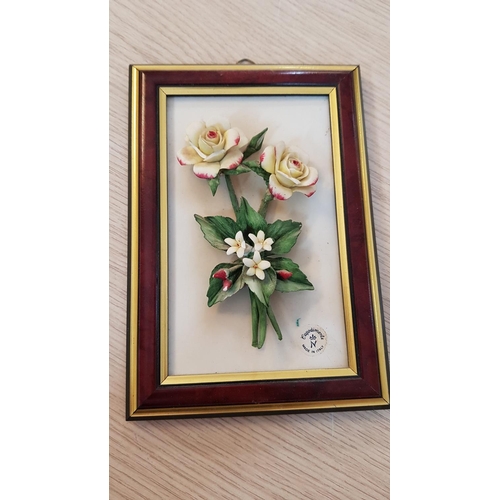 175 - 2 x Capodimonte 3D Bouquets of Wild Flowers, Framed Pictures (14.5 x 20.5cm each), (A/F, Little Chip... 