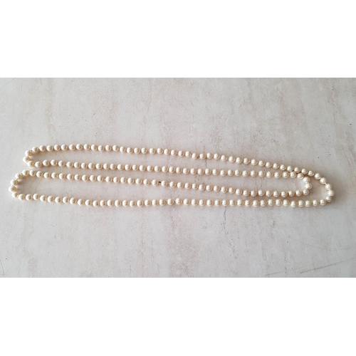 182 - Vintage Pearl Collection; Long Pearls Necklace (Approx. L:150cm) 2 x Single Strings of Pearls (L:42c... 