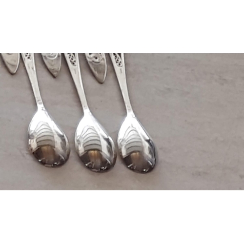 185 - Set of 6 x Silver (.800) Tea Spoons with Decorative Lefkara Style Handles, Total Weight 95gr