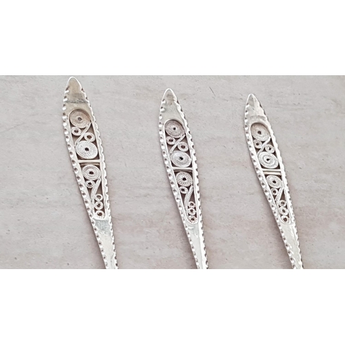 186 - Set of 6 x Silver (.800) Cake Forks with Decorative Lefkara Style Handles, Total Weight 66gr